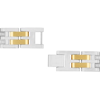 1/2CTW Diamond Two-Tone Stainless Steel Watch Link Bracelet