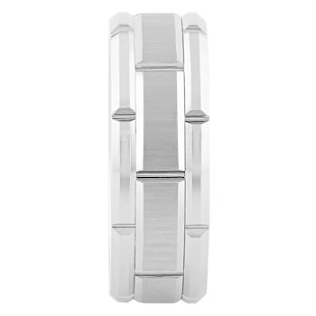 Tungsten Comfort™ Tungsten White Brick Pattern Band