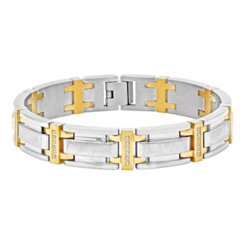 1/4CTW Diamond Two tone Stainless Steel Link Bracelet