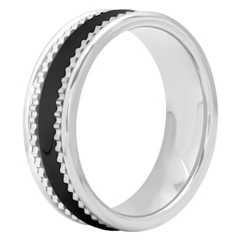 Tungsten Comfort™ Tungsten Black Ion Plated Gear Pattern Band