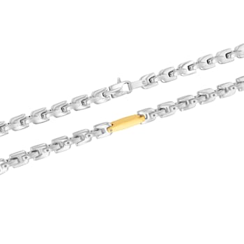 Stainless Steel Yellow Ion Plated Tag Chain Necklace