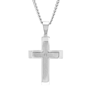 0.01CT Stainless Steel Stacked Cross