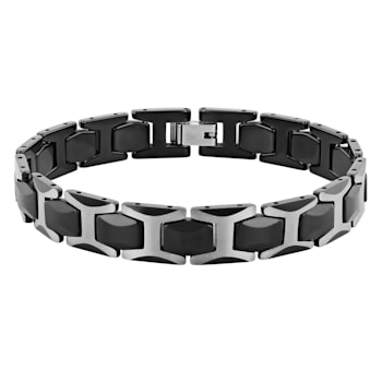 Tungsten and Stainless Steel with Two-tone Finish Link Bracelet