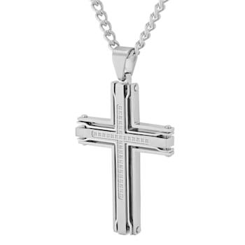 0.17CTW Stainless Steel Cross