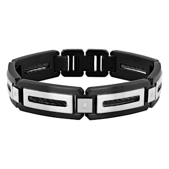 Stainless Steel Black Ion Plated Diamond Bracelet .20ctw