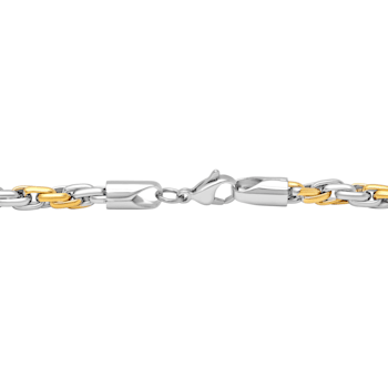 Stainless Steel Yellow Ion Plated Singapore Necklace and Bracelet Set