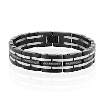 Stainless Steel Black Ion Plated Black Diamond Bracelet 1.0ctw