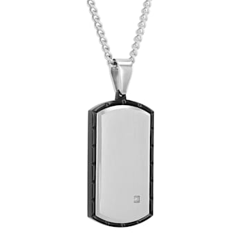 Diamond Accent Two-Tone Stainless Steel Dog Tag, Cross Pendant, &
Bracelet Set