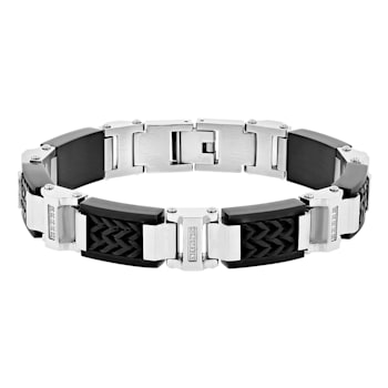 0.15CTW Diamond Two-Tone Stainless Steel Link Bracelet