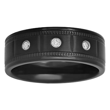 0.10CTW Diamond Stainless Steel Black IP Band