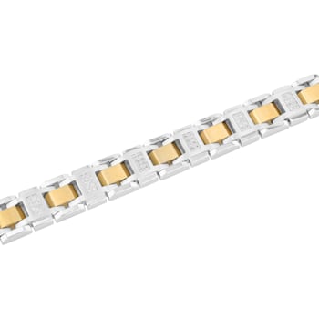 3/4CTW Diamond Two-Tone Stainless Steel Link Bracelet
