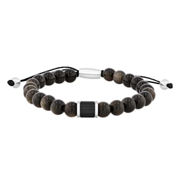 Stainless Steel Golden Obsidian Bead Bracelet