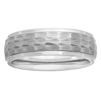 Tungsten Comfort™ 6MM Tungsten Hammered Step Edge Band