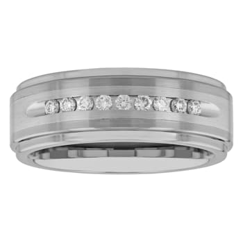 0.25CTW Diamond Tungsten and Stainless Steel Band
