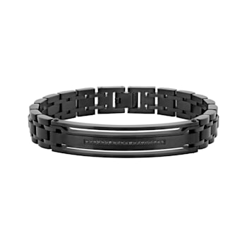 1/10CTW Black Diamond & Black IP Stainless Steel Bracelet