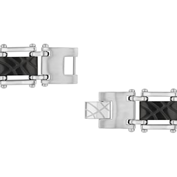 1/4CTW Diamond Two Tone Stainless Steel Cross Link Bracelet