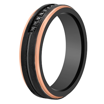 Tungsten Comfort™.12CTW Black Diamond Tungsten Black and Rose Ion Plated Band