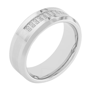 1/8CTW Diamond Cobalt and Stainless Steel 8MM Beveled Edge Band