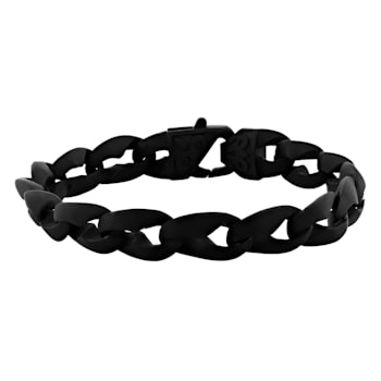 Stainless Steel with Matte Black Finish Oval Link Chain Bracelet