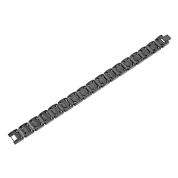 Stainless Steel Black Ion Plated Black Diamond Bracelet .50ctw