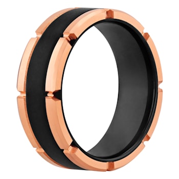 Tungsten Comfort™ Tungsten Two-Tone Ion Plated with Brick Design Band