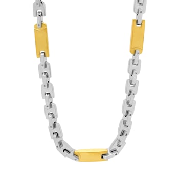 Stainless Steel Yellow Ion Plated Tag Chain Necklace