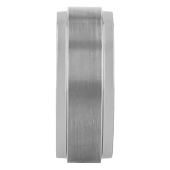 Tungsten Comfort™ Tungsten 8MM Satin Center Step Edge Band in Gray