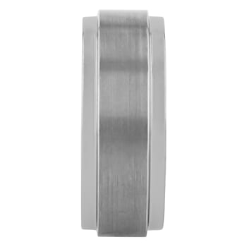 Tungsten 8MM Satin Center Step Edge Band in Gray