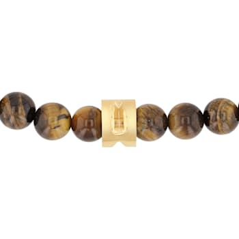 Tiger Eye Bead & Stainless Steel Bolo Bracelet