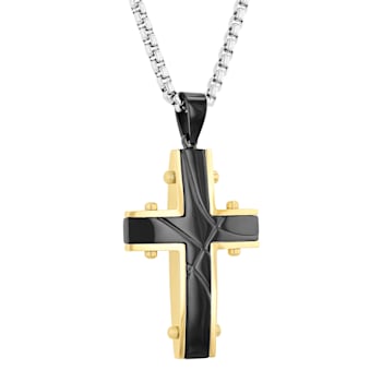 Two-tone Stainless Steel Rivet Cross Pendant