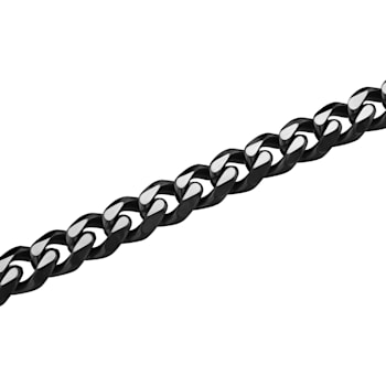 Stainless Steel White & Black Ion Plated Beveled Curb Bracelet