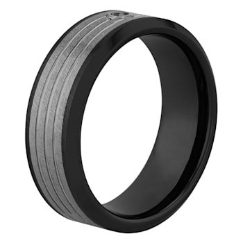 Tungsten Comfort™ .05CTW Diamond Tungsten 8MM Black Ion Plated Striped Band