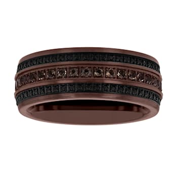 Tungsten Comfort™ Black Sapphire and Smoky Quartz Tungsten 9MM Brown Ion
Plated Band