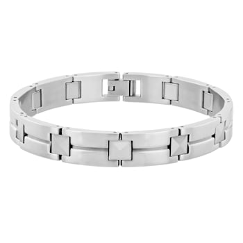 Stainless Steel & Tungsten Grooved Link Bracelet