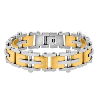 Stainless Steel With Yellow Ion Plated Rivet Bracelet