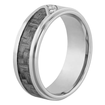 0.07CTW Diamond Stainless Steel Carbon Fiber Band