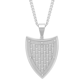 Stainless Steel Brick Shield Pendant
