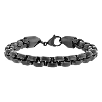 Stainless Steel with Gunmetal Gray Finish Square Link Chain Bracelet