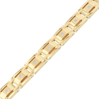 1/4CTW Diamond & Yellow IP Stainless Steel Bracelet