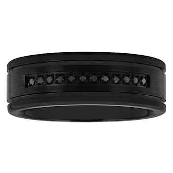 0.10CTW Black Diamond Black IP Tungsten Band