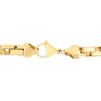 Stainless Steel Yellow Plated 9MM Square Link Chain Necklace