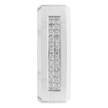 1/8CTW Diamond Cobalt and Stainless Steel 8MM Beveled Edge Band