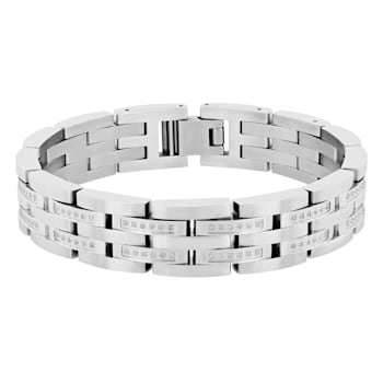 3/4CTW Diamond Stainless Steel Panther Link Bracelets