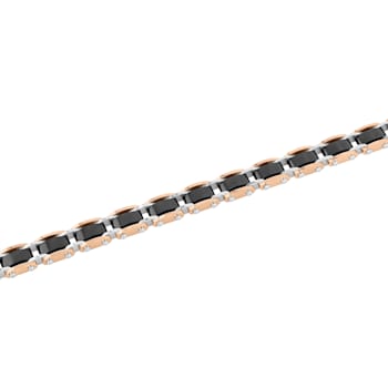 Stainless Steel Black & Rose Ion Plated Link Bracelet