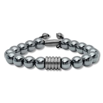 Hematite Bead & Stainless Steel Bolo Bracelet