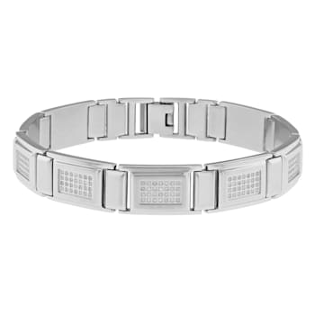 1CTW Diamond Stainless Steel Square Link Bracelets