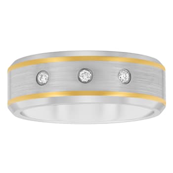 Tungsten Comfort™ 1/10CTW Diamond Tungsten 8MM with Yellow Stripe Band