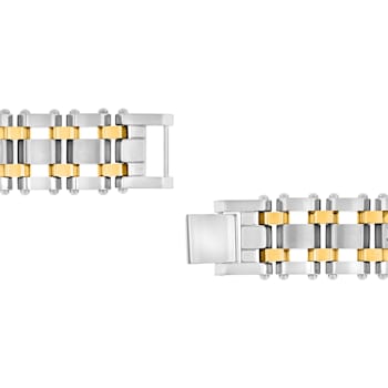 1/4CTW Diamond Two Tone Stainless Steel Link Bracelet