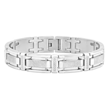 1/4CTW Diamond Stainless Steel Link Bracelet