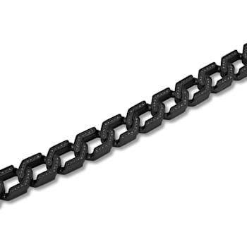 1.5CTW Black Diamond Black Stainless Steel Iced 20' Link Bracelet